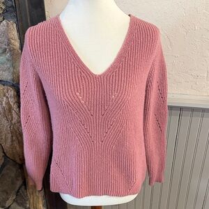 Women's V-Neck Pink Knit Sweater